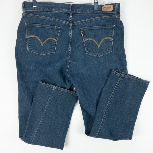 Levi's 512 Perfectly Slimming Jeans Woman's 33x32 Embroidered Straight Leg Blue - Picture 11 of 15